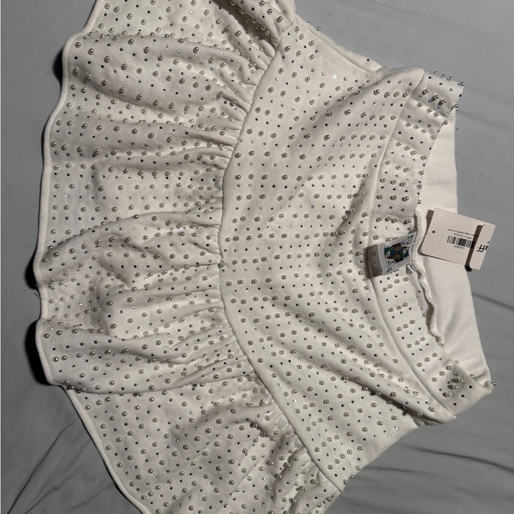 Elegant White Skirt with Silver Accents
